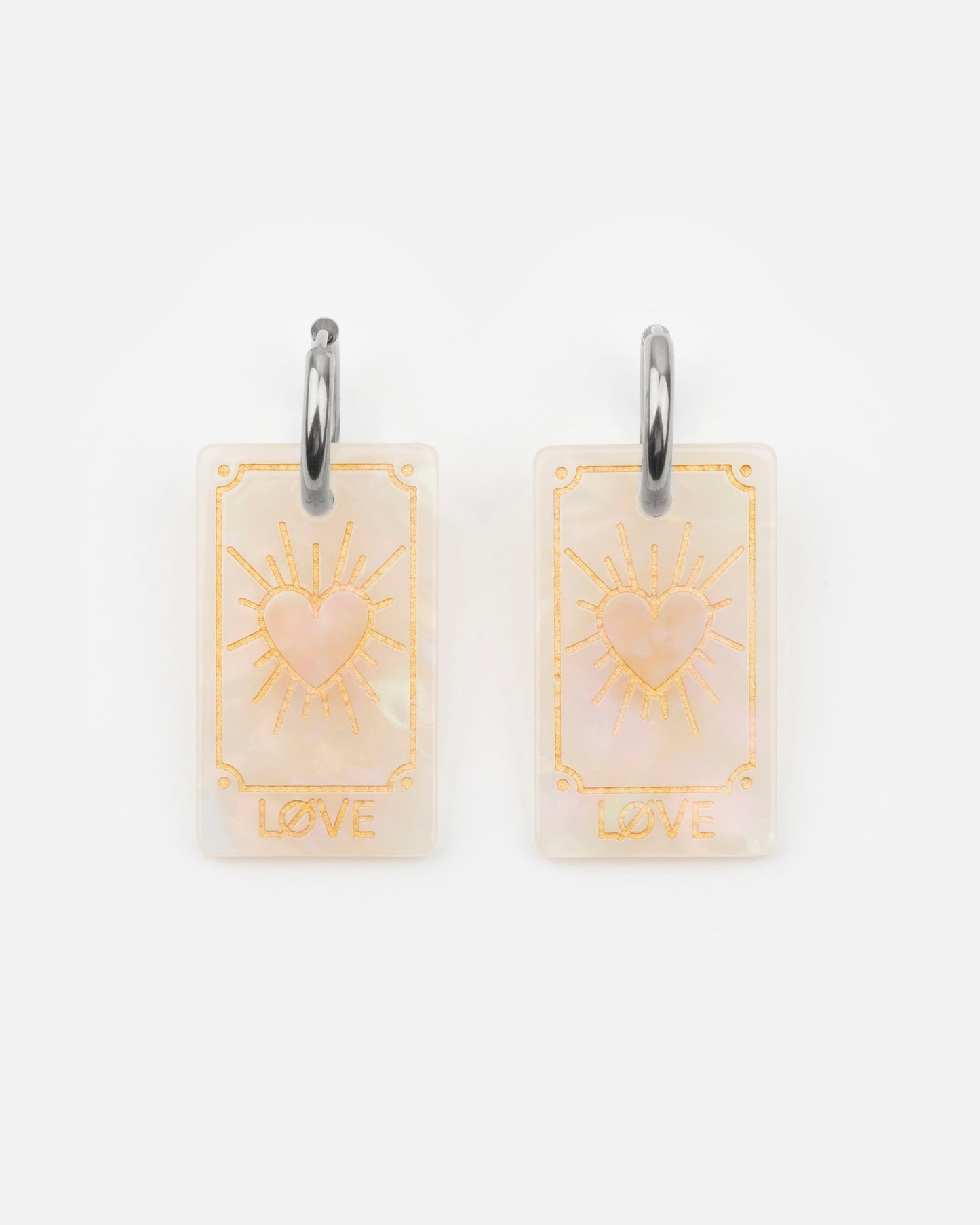 Boucles d'oreilles CARTE DE TAROT - Irisé Blanc -