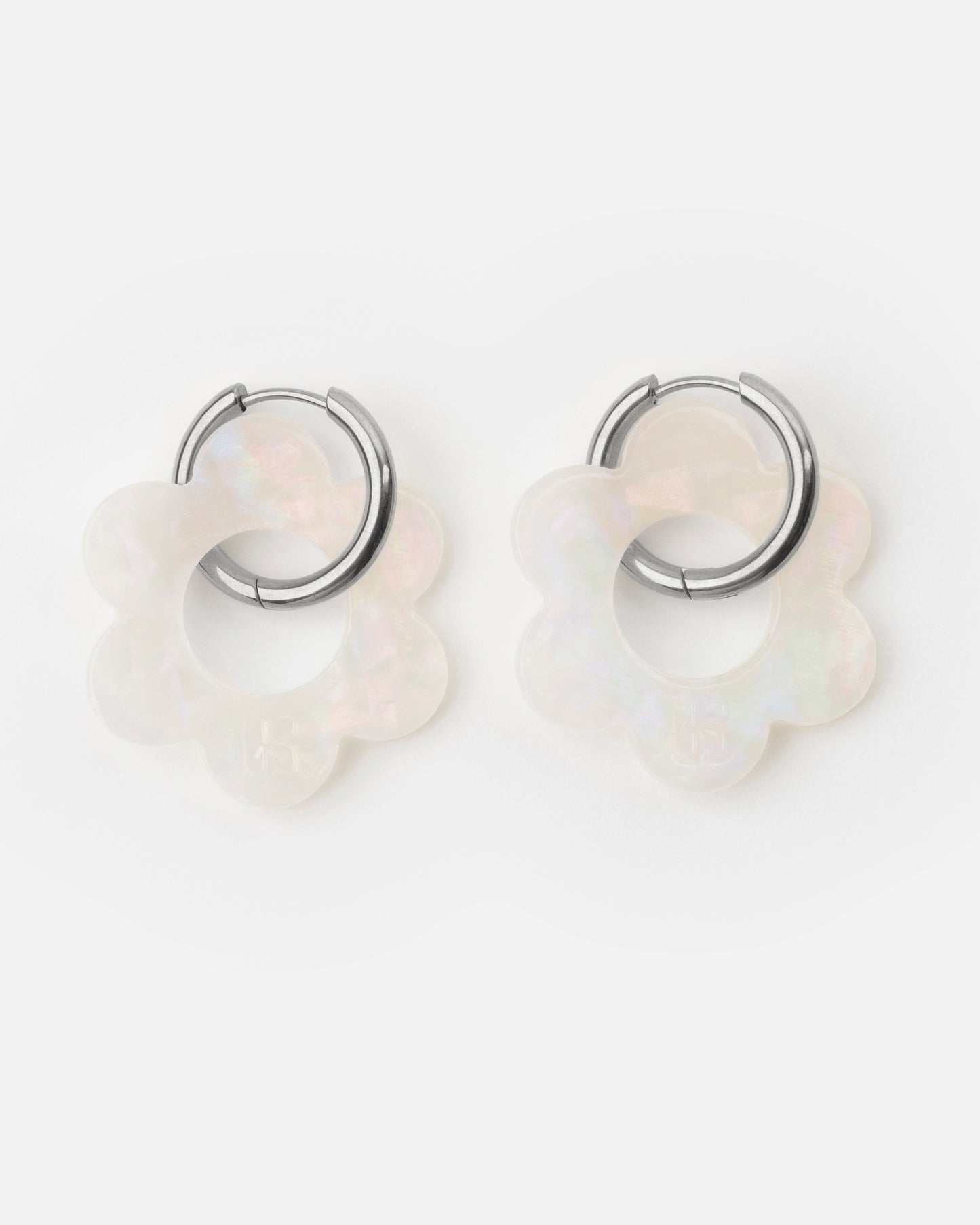 Boucles d'oreilles MAXI FLEURETTE - Irisé Blanc -