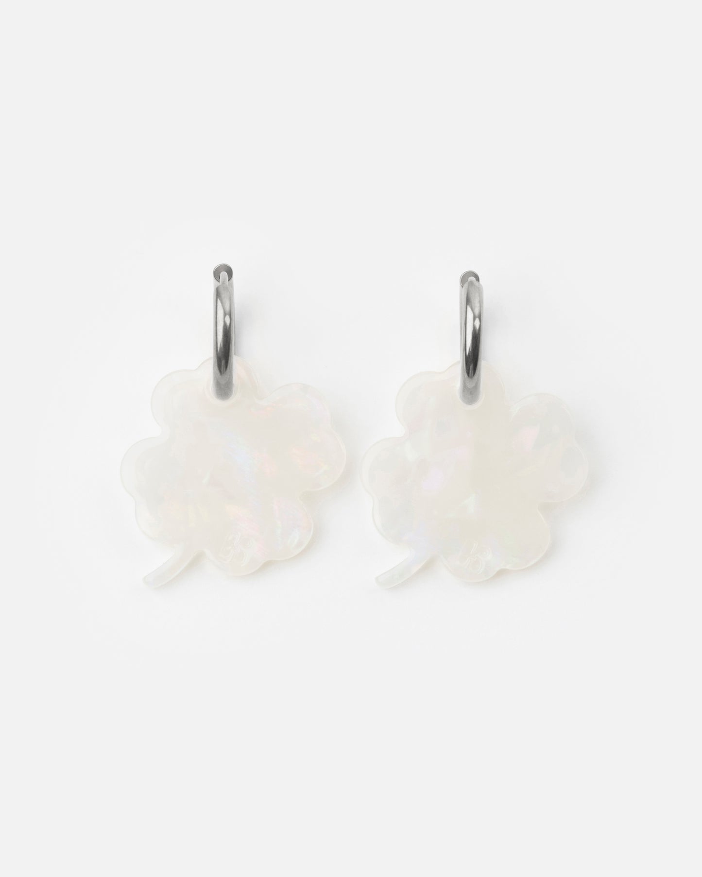 Boucles d'oreilles TRÈFLE - Irisé Blanc -