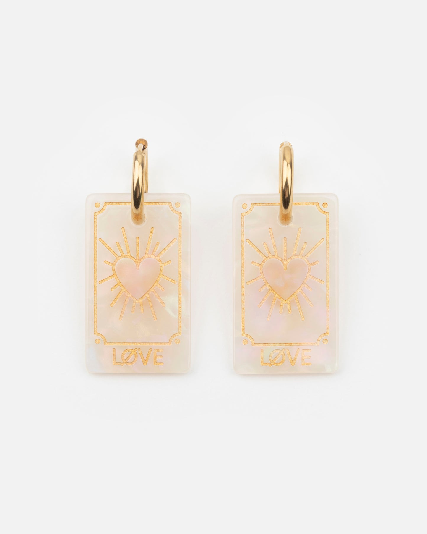 Boucles d'oreilles CARTE DE TAROT - Irisé Blanc -