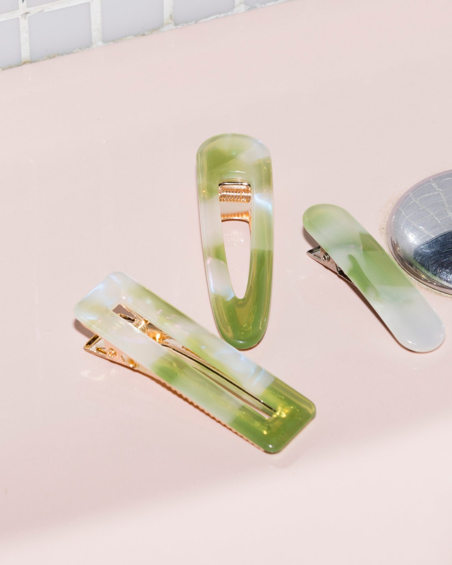 Barrette RECTANGLE - Pomme -