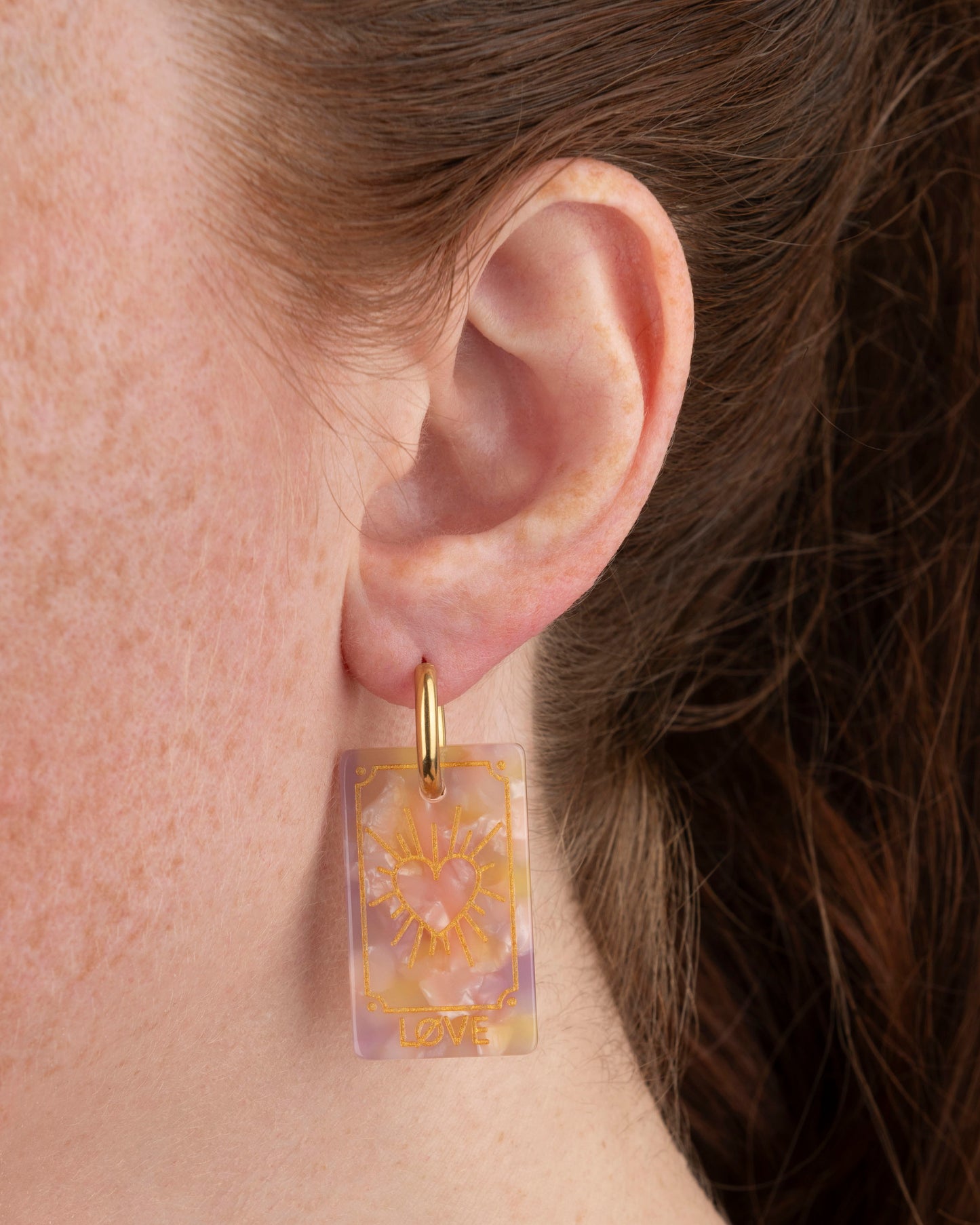 Boucles d'oreilles CARTE DE TAROT - Rose Orangé -