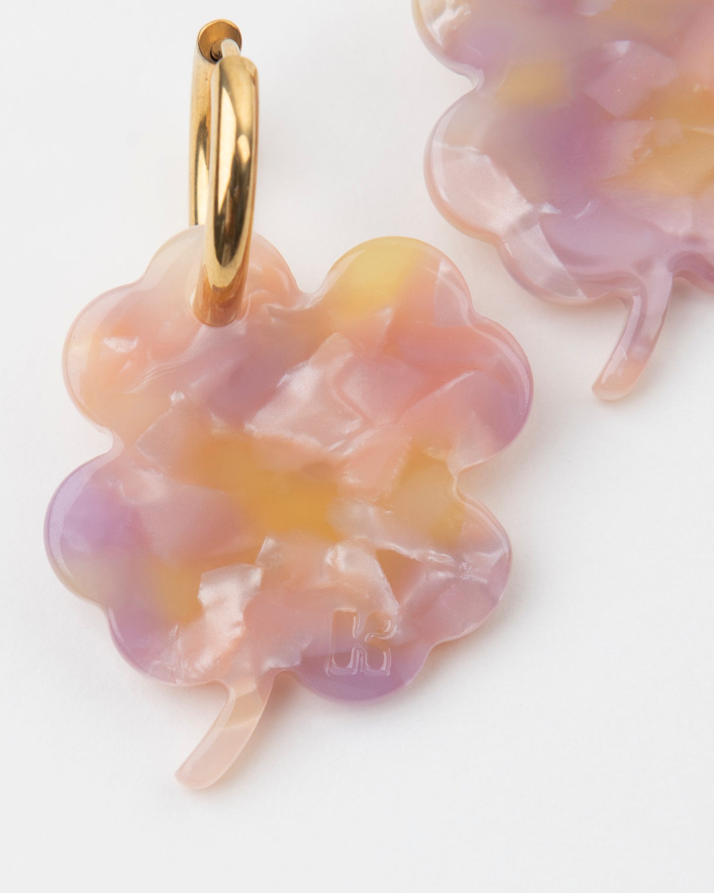 Boucles d'oreilles TRÈFLE - Rose Orangé -